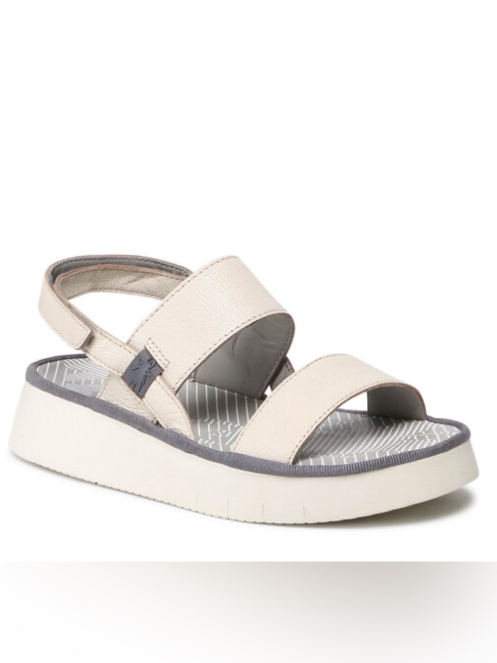 FLY LONDON Cura Fly Leather Platform Sandals White Size 7.5/38 Comfort Strappy